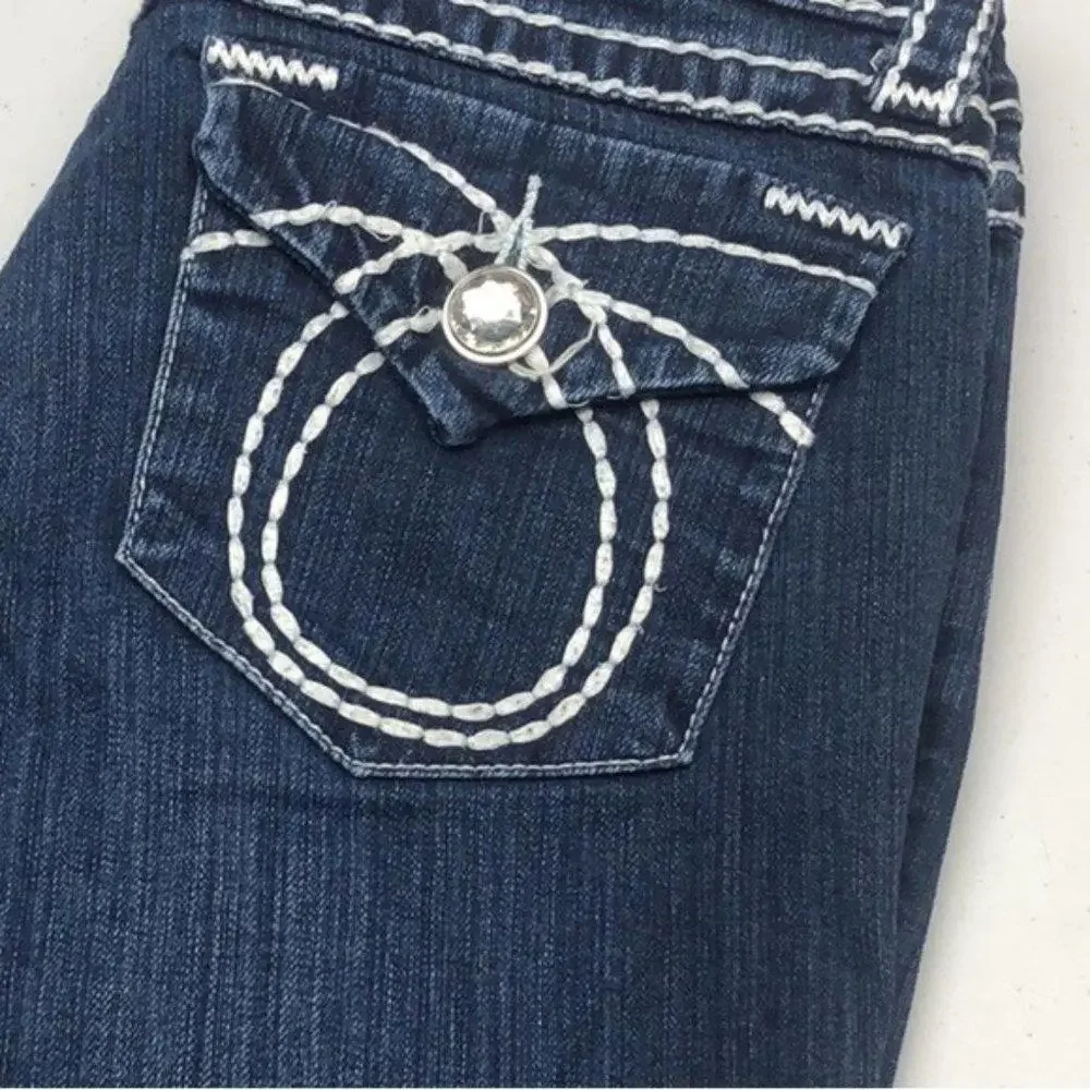 LIKE NEW VINTAGE L.A. IDOL CROP JEANS 31x18 CRYSTALS 💎